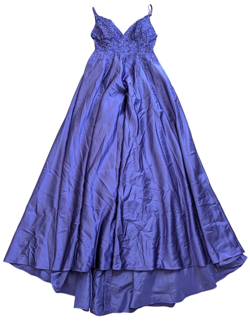 JJ's House Womens Royal Purple Rhinestone A-Line Evening Prom Gown Dress Size 4